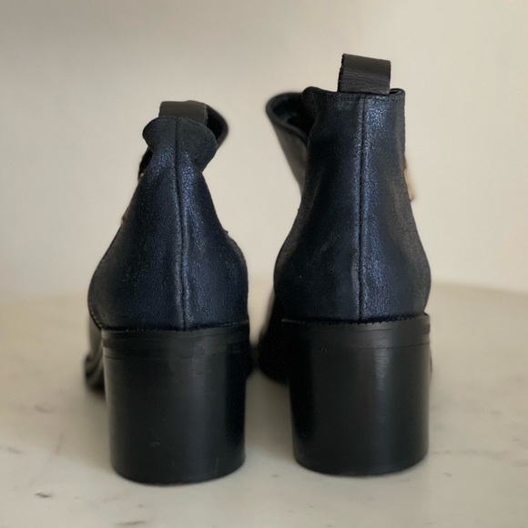 Black and Navy Vegan Leather Boots - Picture 4 of 10